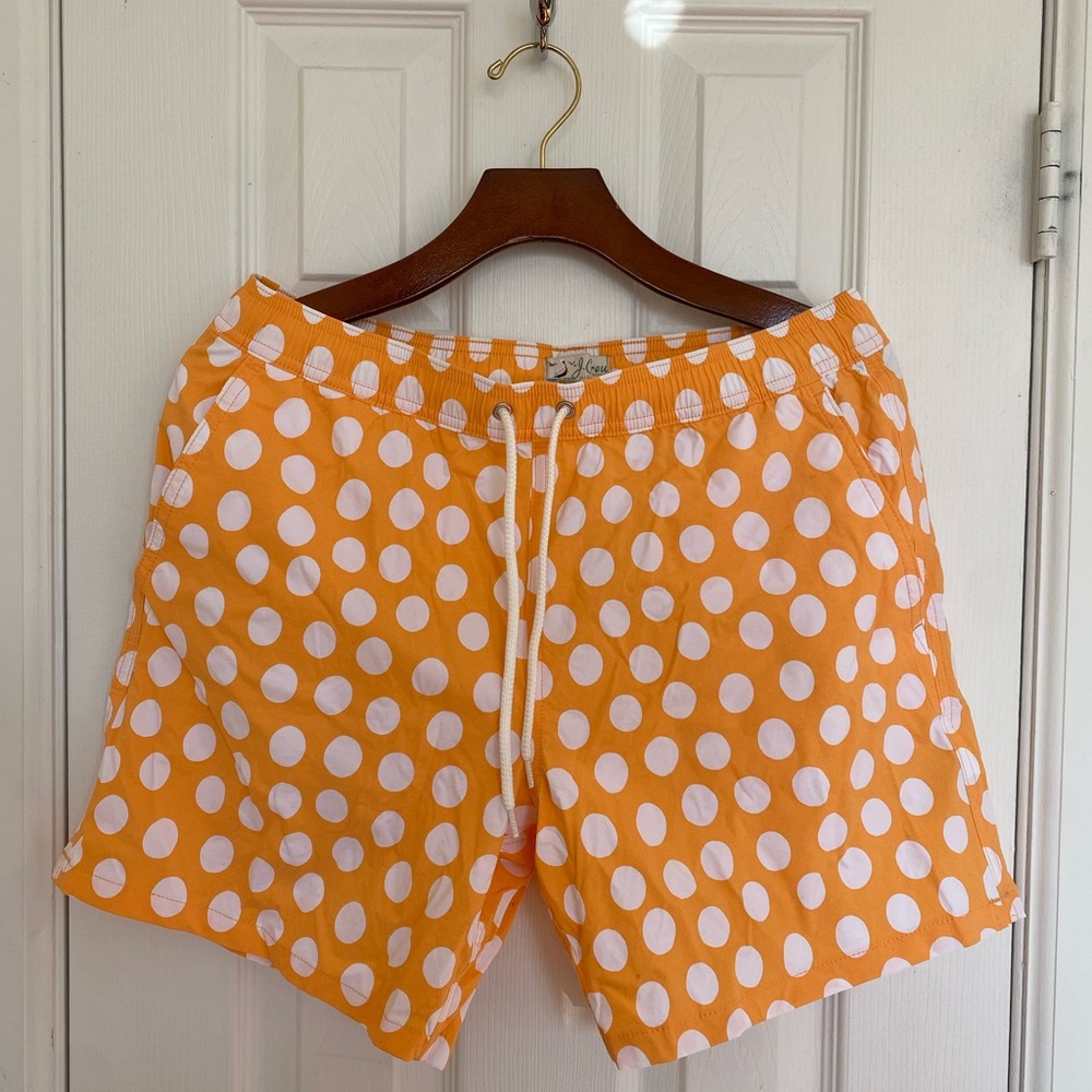J Crew NWT Orange Polka Dot Swim Trunks